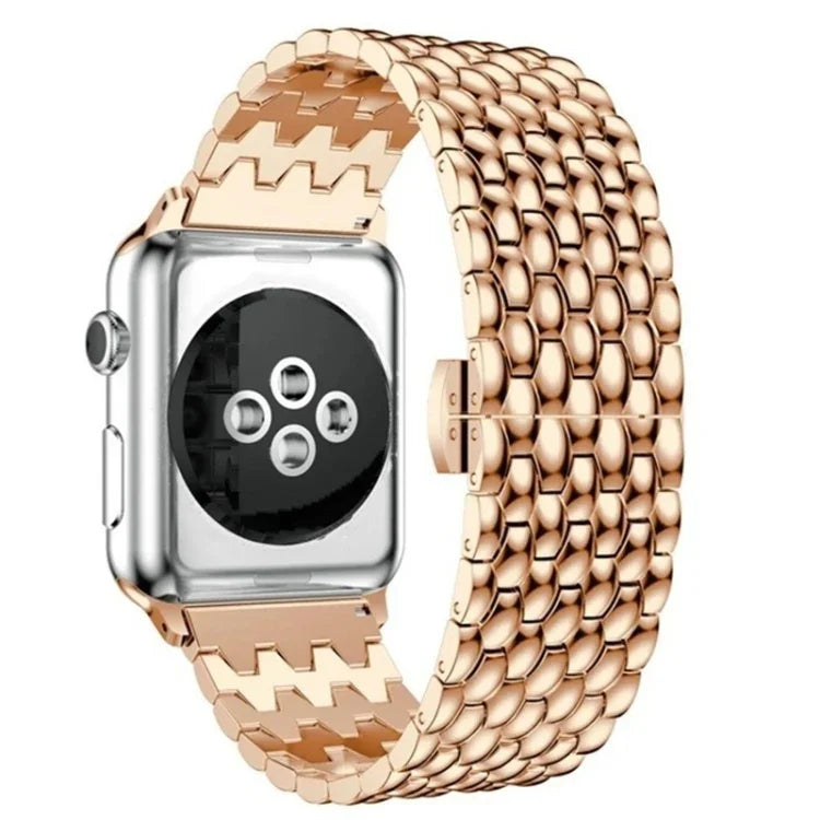 물고기 비늘 텍스처 메탈 교체 스트랩 시계줄, Apple Watch 시리즈용, 7 41mm / 6 & SE & 5 & 4 40mm / 3 & 2 & 1 38mm, 7 45mm / 6 & SE & 5 & 4 44mm / 3 & 2 & 1 42mm