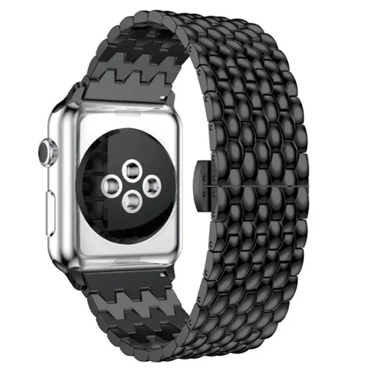 물고기 비늘 텍스처 메탈 교체 스트랩 시계줄, Apple Watch 시리즈용, 7 41mm / 6 & SE & 5 & 4 40mm / 3 & 2 & 1 38mm, 7 45mm / 6 & SE & 5 & 4 44mm / 3 & 2 & 1 42mm