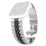 여성용 다섯 알갱이 스테인리스 스틸 교체 시계줄, 너비: 20mm, Apple Watch 시리즈용, 7 45mm / 6 & SE & 5 & 4 44mm / 3 & 2 & 1 42mm, 7 41mm / 6 & SE & 5 & 4 40mm / 3 & 2 & 1 38mm