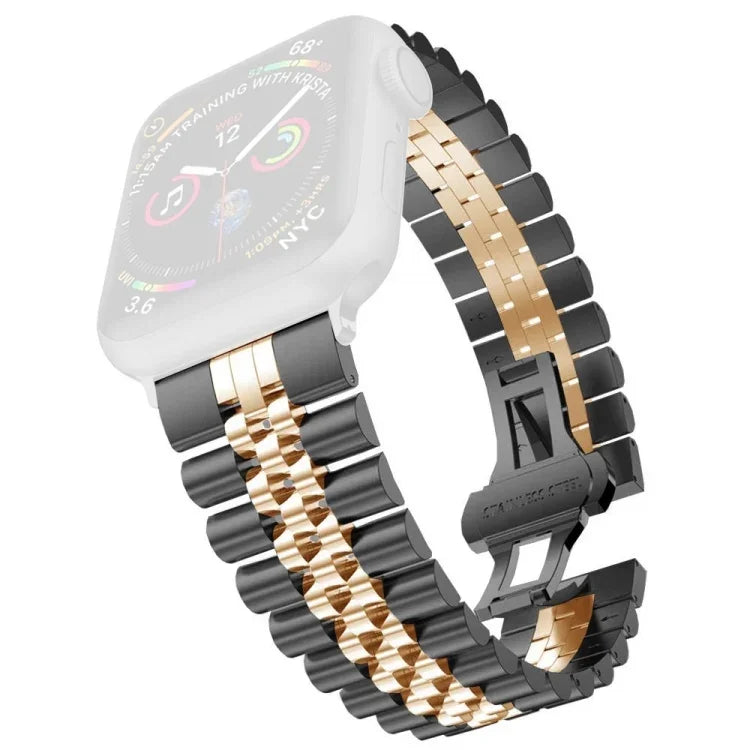 여성용 다섯 알갱이 스테인리스 스틸 교체 시계줄, 너비: 20mm, Apple Watch 시리즈용, 7 45mm / 6 & SE & 5 & 4 44mm / 3 & 2 & 1 42mm, 7 41mm / 6 & SE & 5 & 4 40mm / 3 & 2 & 1 38mm