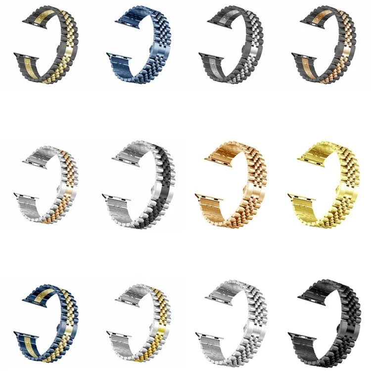 여성용 다섯 알갱이 스테인리스 스틸 교체 시계줄, 너비: 20mm, Apple Watch 시리즈용, 7 45mm / 6 & SE & 5 & 4 44mm / 3 & 2 & 1 42mm, 7 41mm / 6 & SE & 5 & 4 40mm / 3 & 2 & 1 38mm