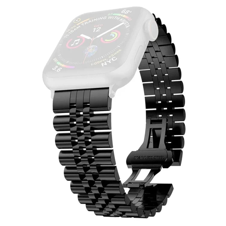 여성용 다섯 알갱이 스테인리스 스틸 교체 시계줄, 너비: 20mm, Apple Watch 시리즈용, 7 45mm / 6 & SE & 5 & 4 44mm / 3 & 2 & 1 42mm, 7 41mm / 6 & SE & 5 & 4 40mm / 3 & 2 & 1 38mm