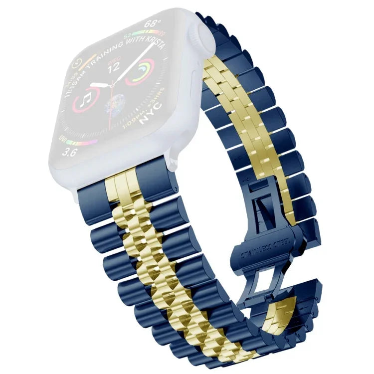 여성용 다섯 알갱이 스테인리스 스틸 교체 시계줄, 너비: 20mm, Apple Watch 시리즈용, 7 45mm / 6 & SE & 5 & 4 44mm / 3 & 2 & 1 42mm, 7 41mm / 6 & SE & 5 & 4 40mm / 3 & 2 & 1 38mm