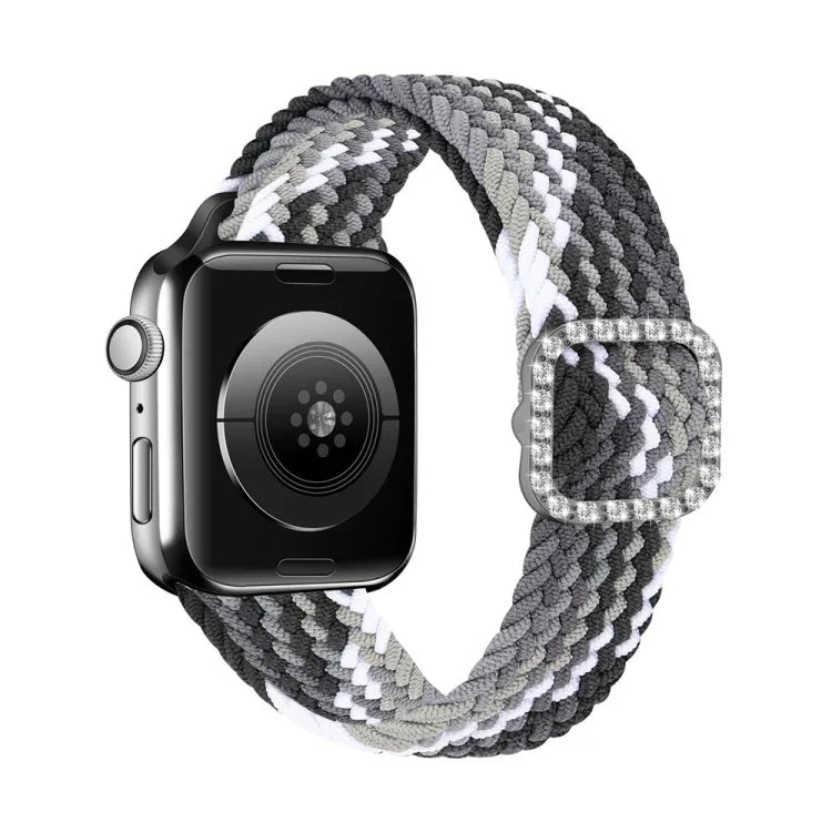 조절 가능한 나일론 꼬임 탄성 다이아몬드 버클 교체 스트랩 시계줄, Apple Watch 시리즈 7 & 6 & SE & 5 & 4 40mm/3 & 2 & 1 38mm, 7 & 6 & SE & 5 & 4 44mm/3 & 2 & 1 42mm용