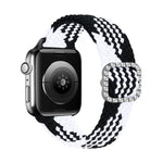 조절 가능한 나일론 꼬임 탄성 다이아몬드 버클 교체 스트랩 시계줄, Apple Watch 시리즈 7 & 6 & SE & 5 & 4 40mm/3 & 2 & 1 38mm, 7 & 6 & SE & 5 & 4 44mm/3 & 2 & 1 42mm용