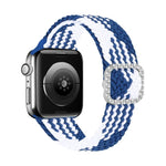 조절 가능한 나일론 꼬임 탄성 다이아몬드 버클 교체 스트랩 시계줄, Apple Watch 시리즈 7 & 6 & SE & 5 & 4 40mm/3 & 2 & 1 38mm, 7 & 6 & SE & 5 & 4 44mm/3 & 2 & 1 42mm용