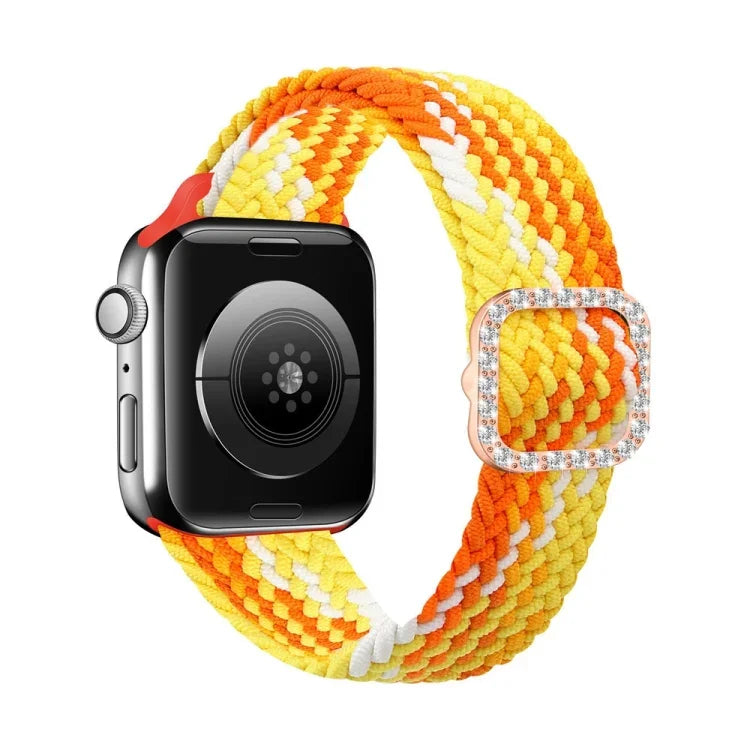 조절 가능한 나일론 꼬임 탄성 다이아몬드 버클 교체 스트랩 시계줄, Apple Watch 시리즈 7 & 6 & SE & 5 & 4 40mm/3 & 2 & 1 38mm, 7 & 6 & SE & 5 & 4 44mm/3 & 2 & 1 42mm용