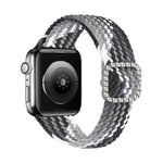 조절 가능한 나일론 꼬임 탄성 다이아몬드 버클 교체 스트랩 시계줄, Apple Watch 시리즈 7 & 6 & SE & 5 & 4 40mm/3 & 2 & 1 38mm, 7 & 6 & SE & 5 & 4 44mm/3 & 2 & 1 42mm용