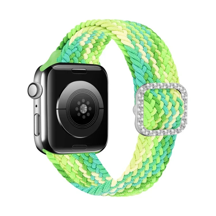 조절 가능한 나일론 꼬임 탄성 다이아몬드 버클 교체 스트랩 시계줄, Apple Watch 시리즈 7 & 6 & SE & 5 & 4 40mm/3 & 2 & 1 38mm, 7 & 6 & SE & 5 & 4 44mm/3 & 2 & 1 42mm용