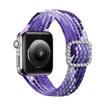 조절 가능한 나일론 꼬임 탄성 다이아몬드 버클 교체 스트랩 시계줄, Apple Watch 시리즈 7 & 6 & SE & 5 & 4 40mm/3 & 2 & 1 38mm, 7 & 6 & SE & 5 & 4 44mm/3 & 2 & 1 42mm용