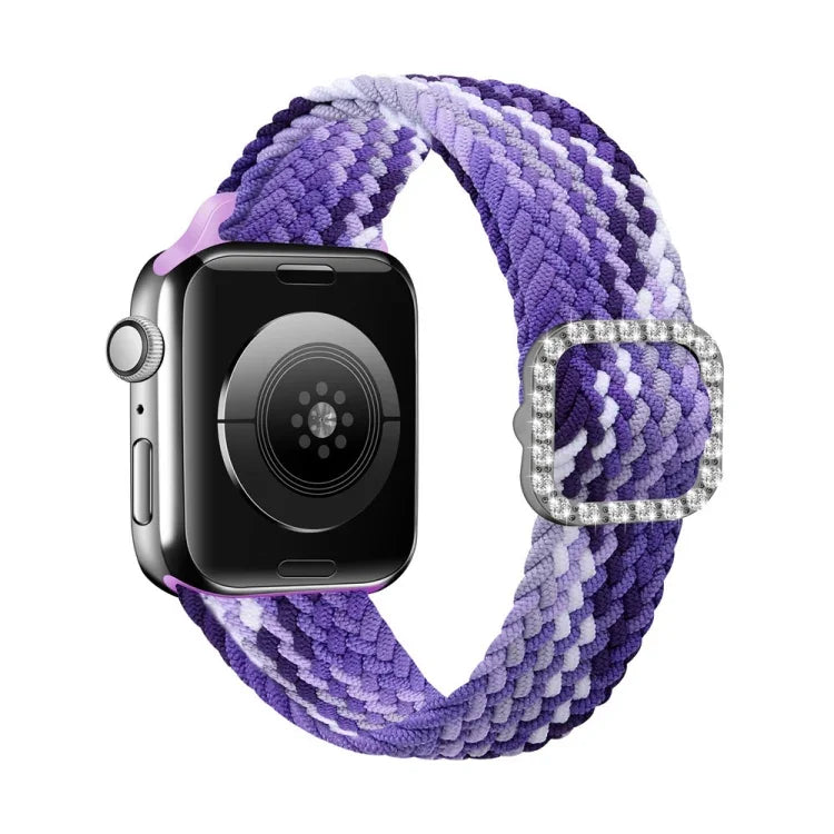 조절 가능한 나일론 꼬임 탄성 다이아몬드 버클 교체 스트랩 시계줄, Apple Watch 시리즈 7 & 6 & SE & 5 & 4 40mm/3 & 2 & 1 38mm, 7 & 6 & SE & 5 & 4 44mm/3 & 2 & 1 42mm용