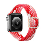조절 가능한 나일론 꼬임 탄성 다이아몬드 버클 교체 스트랩 시계줄, Apple Watch 시리즈 7 & 6 & SE & 5 & 4 40mm/3 & 2 & 1 38mm, 7 & 6 & SE & 5 & 4 44mm/3 & 2 & 1 42mm용