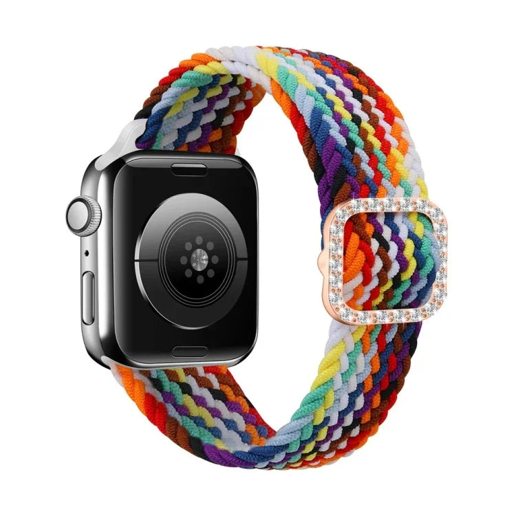 조절 가능한 나일론 꼬임 탄성 다이아몬드 버클 교체 스트랩 시계줄, Apple Watch 시리즈 7 & 6 & SE & 5 & 4 40mm/3 & 2 & 1 38mm, 7 & 6 & SE & 5 & 4 44mm/3 & 2 & 1 42mm용