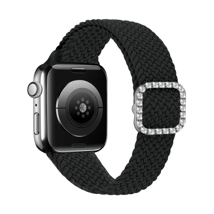 조절 가능한 나일론 꼬임 탄성 다이아몬드 버클 교체 스트랩 시계줄, Apple Watch 시리즈 7 & 6 & SE & 5 & 4 40mm/3 & 2 & 1 38mm, 7 & 6 & SE & 5 & 4 44mm/3 & 2 & 1 42mm용