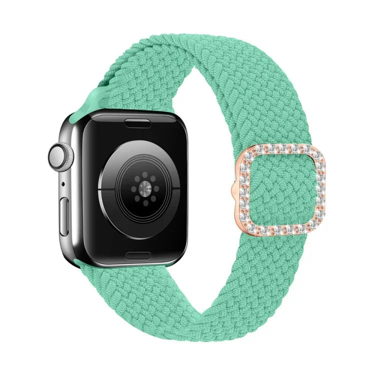 조절 가능한 나일론 꼬임 탄성 다이아몬드 버클 교체 스트랩 시계줄, Apple Watch 시리즈 7 & 6 & SE & 5 & 4 40mm/3 & 2 & 1 38mm, 7 & 6 & SE & 5 & 4 44mm/3 & 2 & 1 42mm용