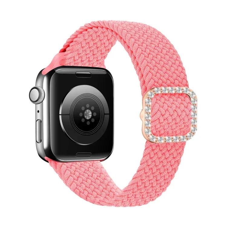 조절 가능한 나일론 꼬임 탄성 다이아몬드 버클 교체 스트랩 시계줄, Apple Watch 시리즈 7 & 6 & SE & 5 & 4 40mm/3 & 2 & 1 38mm, 7 & 6 & SE & 5 & 4 44mm/3 & 2 & 1 42mm용