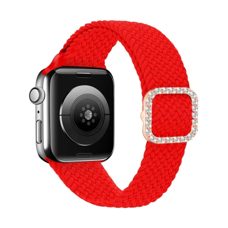 조절 가능한 나일론 꼬임 탄성 다이아몬드 버클 교체 스트랩 시계줄, Apple Watch 시리즈 7 & 6 & SE & 5 & 4 40mm/3 & 2 & 1 38mm, 7 & 6 & SE & 5 & 4 44mm/3 & 2 & 1 42mm용