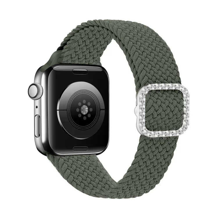 조절 가능한 나일론 꼬임 탄성 다이아몬드 버클 교체 스트랩 시계줄, Apple Watch 시리즈 7 & 6 & SE & 5 & 4 40mm/3 & 2 & 1 38mm, 7 & 6 & SE & 5 & 4 44mm/3 & 2 & 1 42mm용