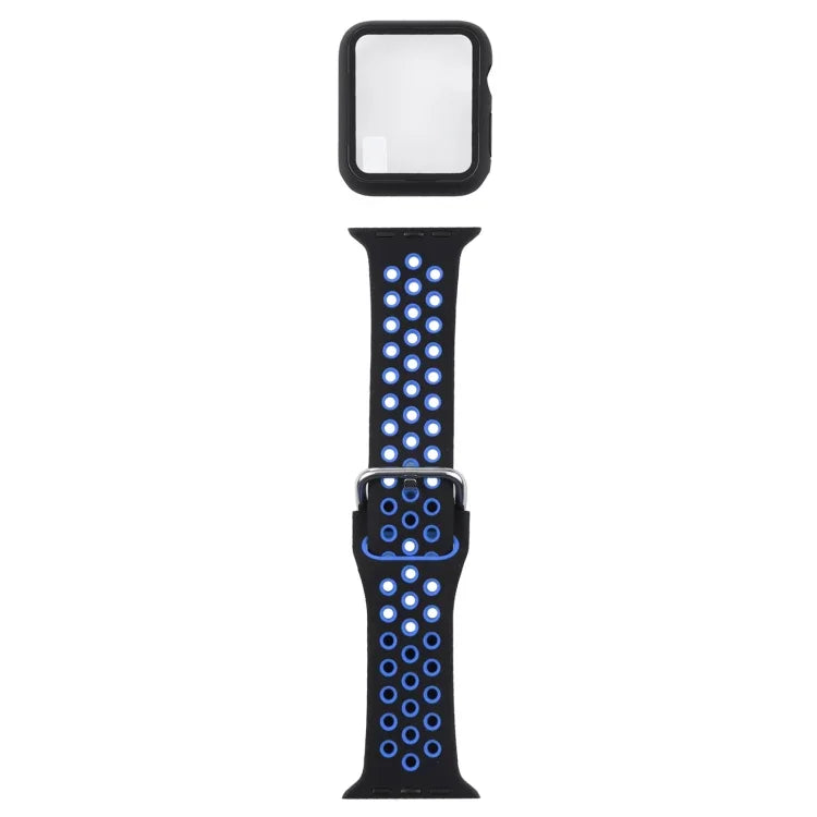 실리콘 교체 스트랩 시계줄 + 화면 보호기 포함 보호 케이스 세트, Apple Watch 시리즈 3 & 2 & 1 42mm용, Apple Watch 시리즈 6 / 5 / 4 / Watch SE 44mm용