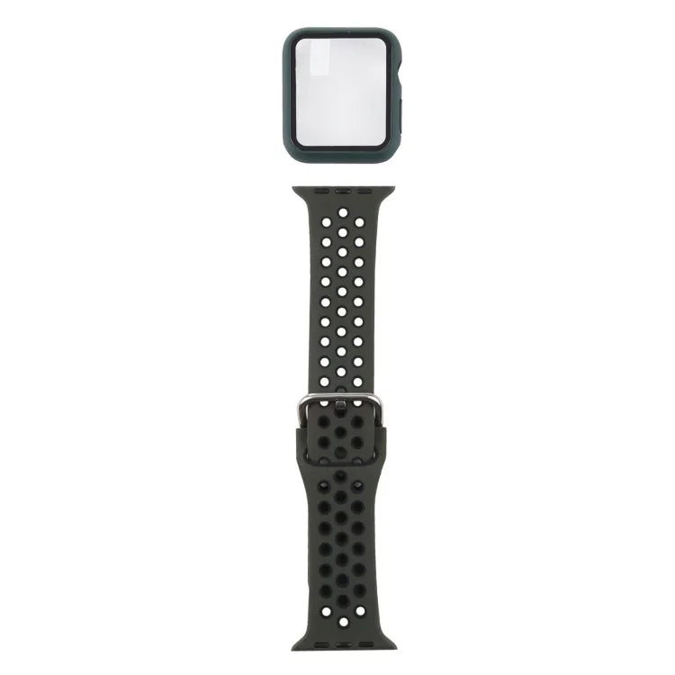 실리콘 교체 스트랩 시계줄 + 화면 보호기 포함 보호 케이스 세트, Apple Watch 시리즈 3 & 2 & 1 42mm용, Apple Watch 시리즈 6 / 5 / 4 / Watch SE 44mm용