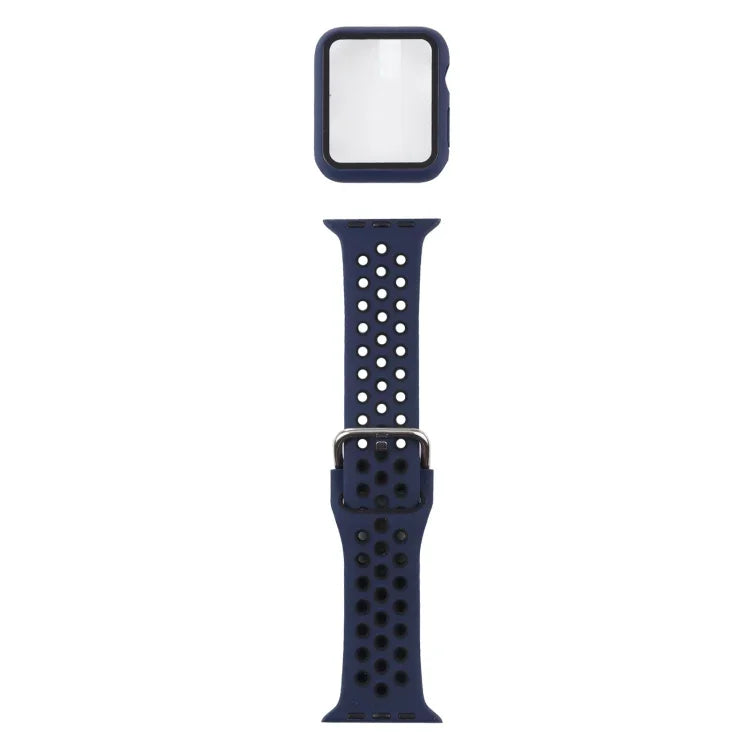 실리콘 교체 스트랩 시계줄 + 화면 보호기 포함 보호 케이스 세트, Apple Watch 시리즈 3 & 2 & 1 42mm용, Apple Watch 시리즈 6 / 5 / 4 / Watch SE 44mm용