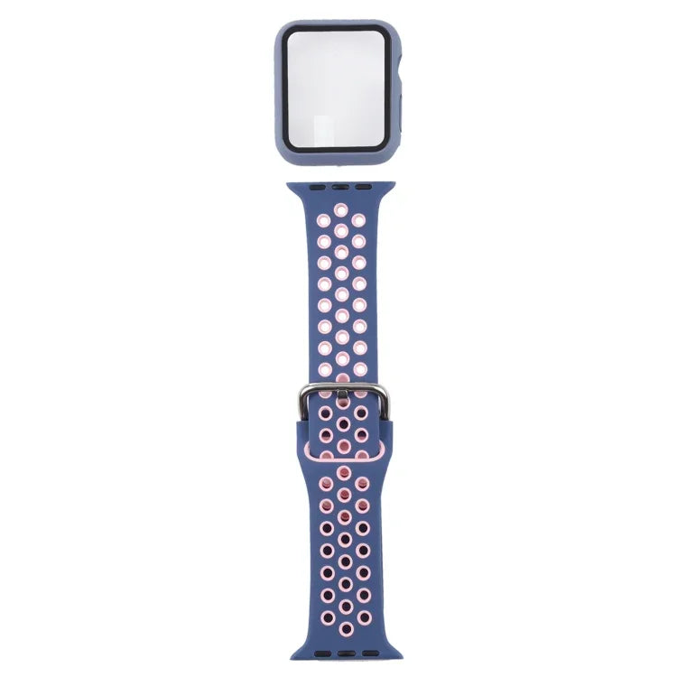 실리콘 교체 스트랩 시계줄 + 화면 보호기 포함 보호 케이스 세트, Apple Watch 시리즈 3 & 2 & 1 42mm용, Apple Watch 시리즈 6 / 5 / 4 / Watch SE 44mm용