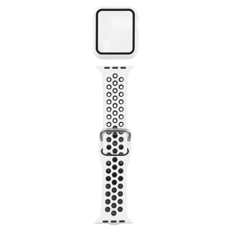 실리콘 교체 스트랩 시계줄 + 화면 보호기 포함 보호 케이스 세트, Apple Watch 시리즈 3 & 2 & 1 42mm용, Apple Watch 시리즈 6 / 5 / 4 / Watch SE 44mm용