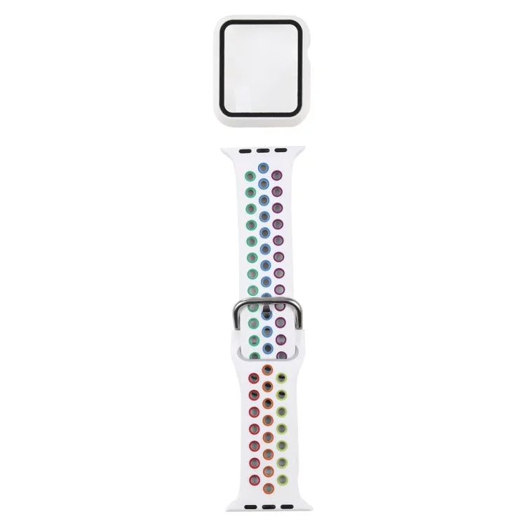 실리콘 교체 스트랩 시계줄 + 화면 보호기 포함 보호 케이스 세트, Apple Watch 시리즈 3 & 2 & 1 42mm용, Apple Watch 시리즈 6 / 5 / 4 / Watch SE 44mm용