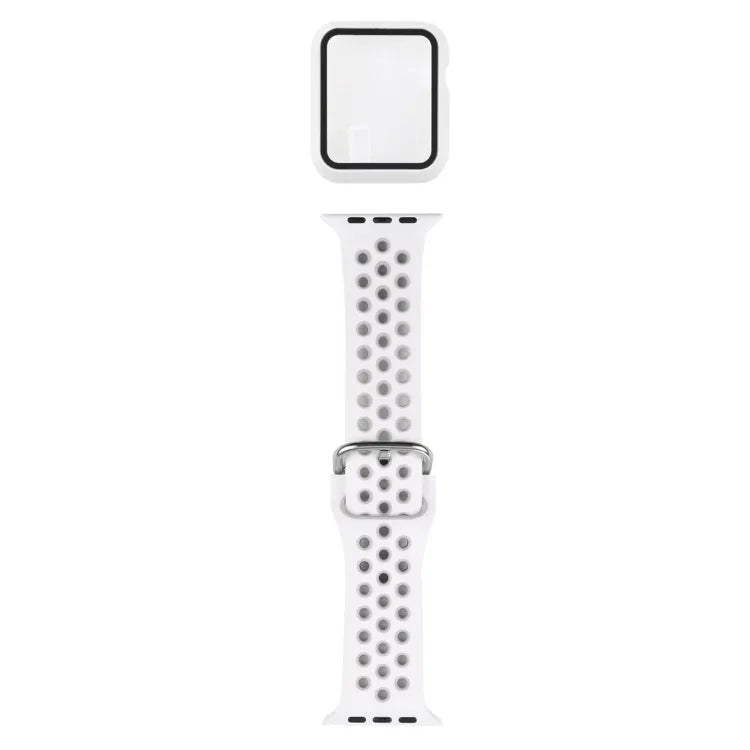 실리콘 교체 스트랩 시계줄 + 화면 보호기 포함 보호 케이스 세트, Apple Watch 시리즈 3 & 2 & 1 42mm용, Apple Watch 시리즈 6 / 5 / 4 / Watch SE 44mm용