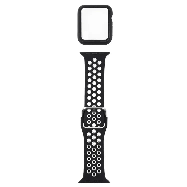 실리콘 교체 스트랩 시계줄 + 화면 보호기 포함 보호 케이스 세트, Apple Watch 시리즈 3 & 2 & 1 42mm용, Apple Watch 시리즈 6 / 5 / 4 / Watch SE 44mm용