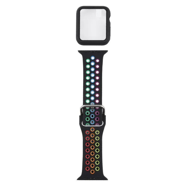실리콘 교체 스트랩 시계줄 + 화면 보호기 포함 보호 케이스 세트, Apple Watch 시리즈 3 & 2 & 1 42mm용, Apple Watch 시리즈 6 / 5 / 4 / Watch SE 44mm용