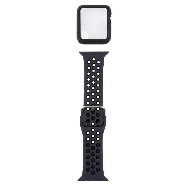 실리콘 교체 스트랩 시계줄 + 화면 보호기 포함 보호 케이스 세트, Apple Watch 시리즈 3 & 2 & 1 42mm용, Apple Watch 시리즈 6 / 5 / 4 / Watch SE 44mm용