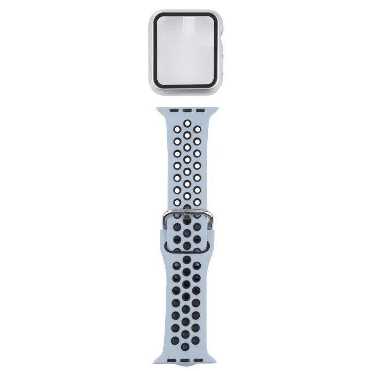 실리콘 교체 스트랩 시계줄 + 화면 보호기 포함 보호 케이스 세트, Apple Watch 시리즈 3 & 2 & 1 42mm용, Apple Watch 시리즈 6 / 5 / 4 / Watch SE 44mm용