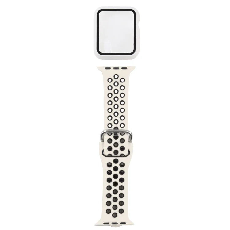 실리콘 교체 스트랩 시계줄 + 화면 보호기 포함 보호 케이스 세트, Apple Watch 시리즈 3 & 2 & 1 42mm용, Apple Watch 시리즈 6 / 5 / 4 / Watch SE 44mm용