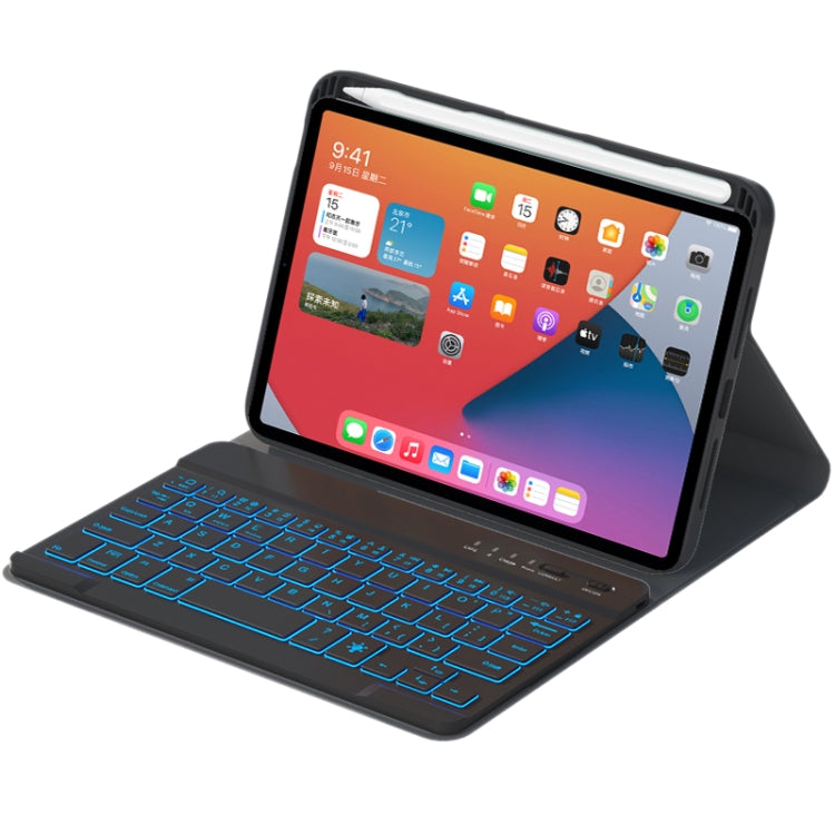 HK006D 정사각 키 분리형 블루투스 키보드 가죽 케이스 화이트 백라이트 및 홀더 포함, iPad mini 6용, HK006D
