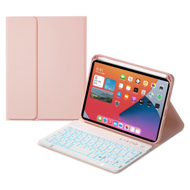 HK006D 정사각 키 분리형 블루투스 키보드 가죽 케이스 화이트 백라이트 및 홀더 포함, iPad mini 6용, HK006D