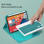 HK006D 정사각 키 분리형 블루투스 키보드 가죽 케이스 화이트 백라이트 및 홀더 포함, iPad mini 6용, HK006D