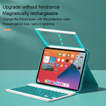 HK006D 정사각 키 분리형 블루투스 키보드 가죽 케이스 화이트 백라이트 및 홀더 포함, iPad mini 6용, HK006D