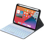 HY006D 원형 키 분리형 블루투스 키보드 가죽 케이스 컬러 백라이트 및 홀더 포함, iPad mini 6용, HY006D