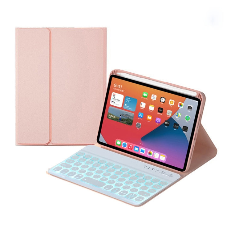 HY006D 원형 키 분리형 블루투스 키보드 가죽 케이스 컬러 백라이트 및 홀더 포함, iPad mini 6용, HY006D