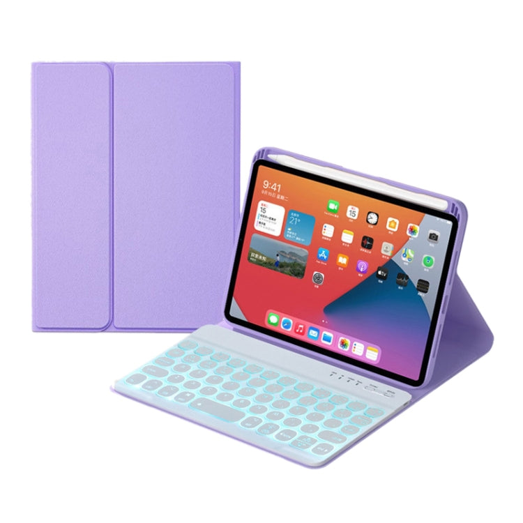 HY006D 원형 키 분리형 블루투스 키보드 가죽 케이스 컬러 백라이트 및 홀더 포함, iPad mini 6용, HY006D