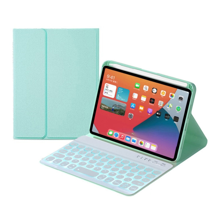HY006D 원형 키 분리형 블루투스 키보드 가죽 케이스 컬러 백라이트 및 홀더 포함, iPad mini 6용, HY006D
