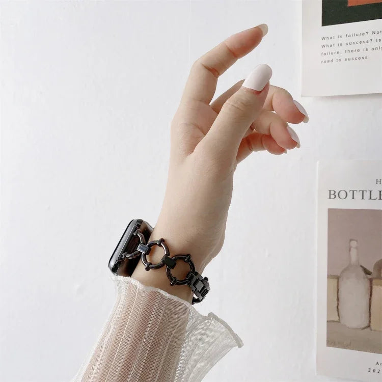 O자형 체인 메탈 교체 스트랩 시계줄, 애플 워치 시리즈 7 41mm/6&SE&5&4 40mm/3&2&1 38mm, 7 45mm/6&SE&5&4 44mm/3&2&1 42mm용