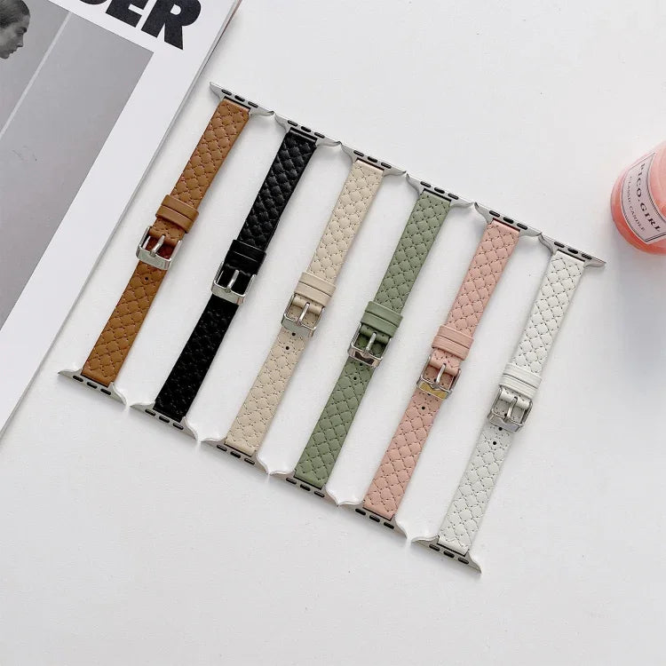 체커드 가죽 교체 스트랩 시계줄, 애플 워치 시리즈 7 41mm/6&SE&5&4 40mm/3&2&1 38mm, 7 45mm/6&SE&5&4 44mm/3&2&1 42mm용