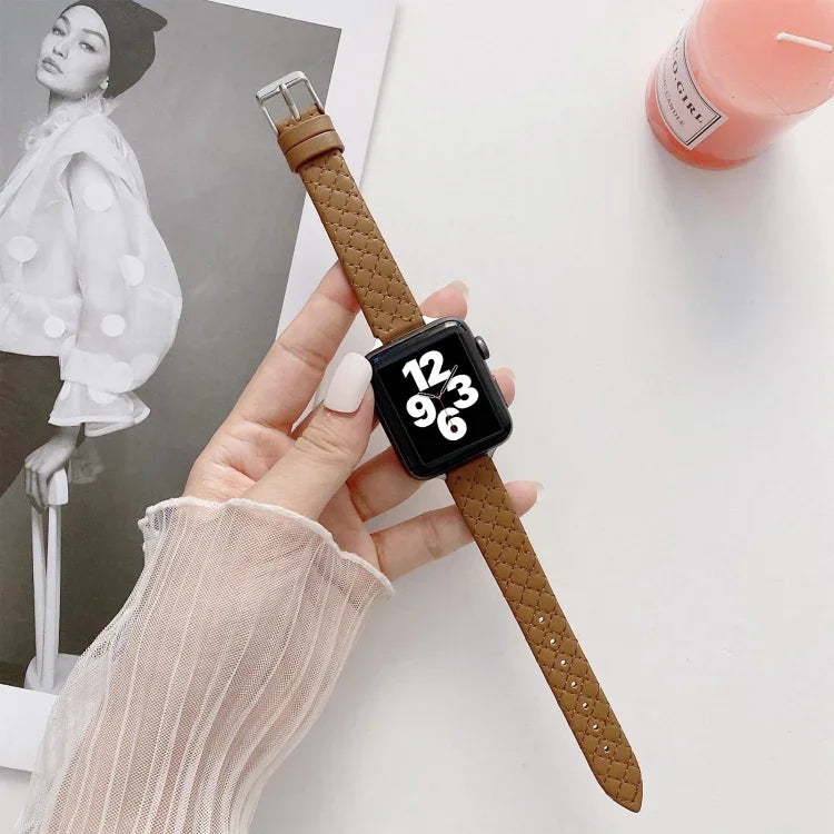 체커드 가죽 교체 스트랩 시계줄, 애플 워치 시리즈 7 41mm/6&SE&5&4 40mm/3&2&1 38mm, 7 45mm/6&SE&5&4 44mm/3&2&1 42mm용