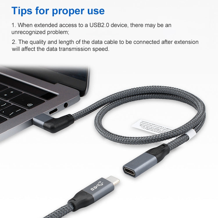 100W USB-C / 타입-C 엘보우 남성형 to USB-C / 타입-C 여성형 풀기능 데이터 연장 케이블, 0.2m, 0.5m, 1m, 1.5m