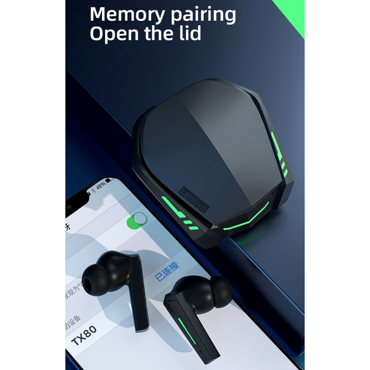 오리지널 Lenovo XT80 TWS 게임 / 음악 듀얼 모드 블루투스 이어폰, 브리딩 라이트 & 충전 박스 포함