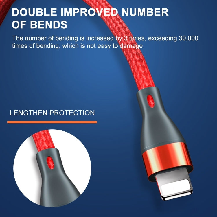 ADC-001 3A USB to 8 핀 위브 고속 충전 데이터 케이블, 1m 8 핀, 2m 8 핀