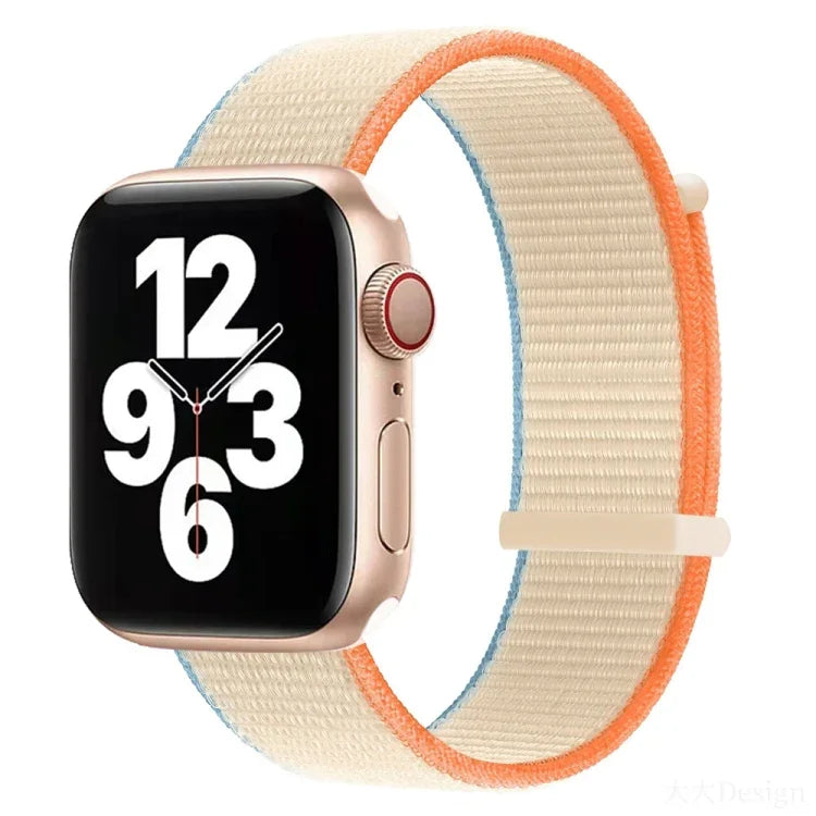 Hook and Loop Fastener Dual Section Replacement Watchband For Apple Watch Series, 7 41mm / 6&SE&5&4 40mm / 3&2&1 38mm, 7 45mm / 6&SE&5&4 44mm / 3&2&1 42mm