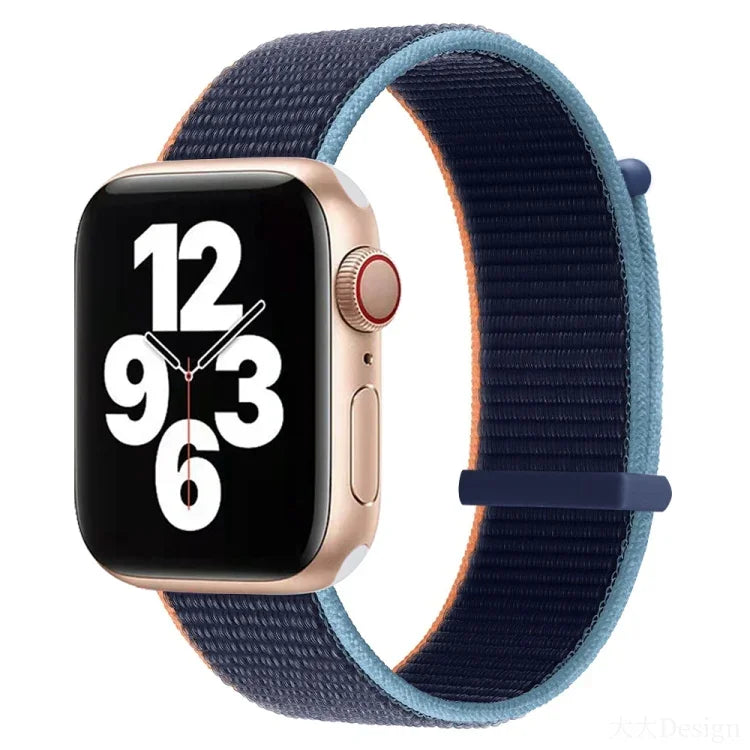 Hook and Loop Fastener Dual Section Replacement Watchband For Apple Watch Series, 7 41mm / 6&SE&5&4 40mm / 3&2&1 38mm, 7 45mm / 6&SE&5&4 44mm / 3&2&1 42mm